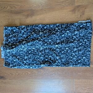 Black Knit Fabric By Yard With Gray & White Floral 67" Wide